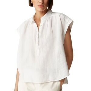 J. Crew Capitaine Baird McNutt Irish Linen‎ White Shirt Size L